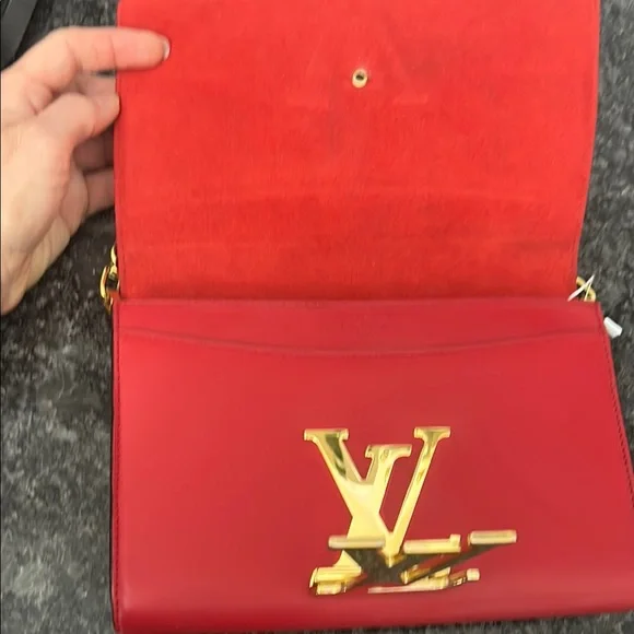 Louis Vuitton Red and Gold Clutch with Chain - Picture 6 of 10